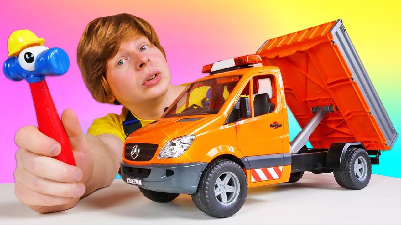 Автомастерская: машина ремонтной службы, монстр-трак и кран! Крутые видео для мальчиков про машинки смотреть онлайн