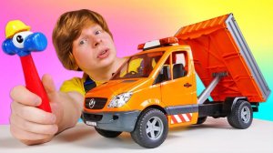 Автомастерская: машина ремонтной службы, монстр-трак и кран! Крутые видео для мальчиков про машинки