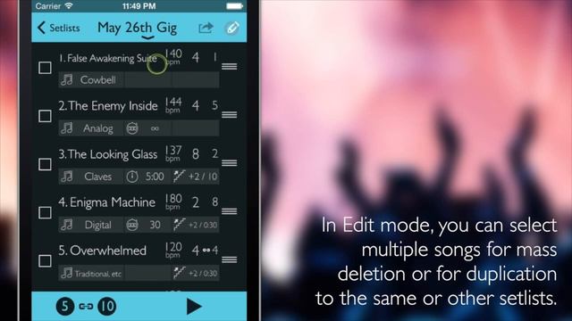 Tempo Advance Metronome App for iOS - Demo Video: Setlists смотреть онлайн
