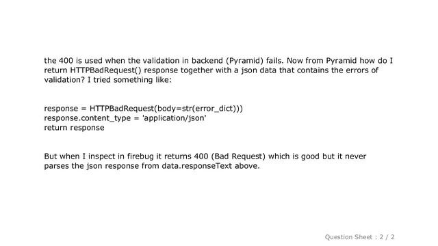 jQuery : In pyramid how to return 400 response with json data? смотреть онлайн