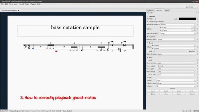 1 || Bass Notation in MuseScore: how to write and play back slap, pop and dead notes смотреть онлайн