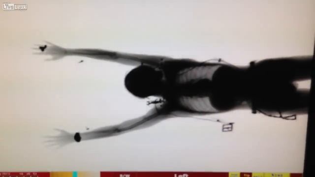 Guy goes through X-Ray Luggage Scanner at Airport смотреть онлайн