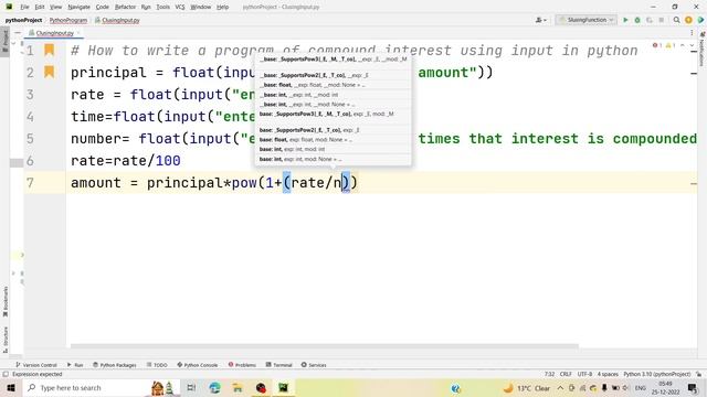 How to write a program of compound interest using input in python смотреть онлайн