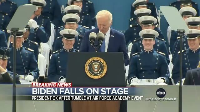 Biden falls on stage at US Air Force Academy commencement смотреть онлайн