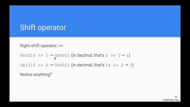 CS3B, Week 3, Bit operation in Python, shifts смотреть онлайн
