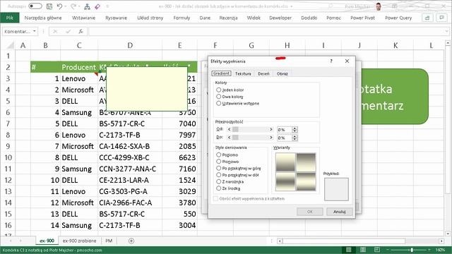 Excel - Jak dodać obrazek lub zdjęcie w komentarzu do komórki [odc.900] смотреть онлайн