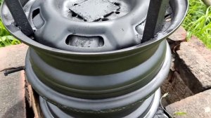 Доработал печь для казана из автомобильных дисков