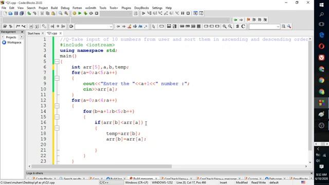 Ascending & Descending order Using Array - C/C++ Programming смотреть онлайн