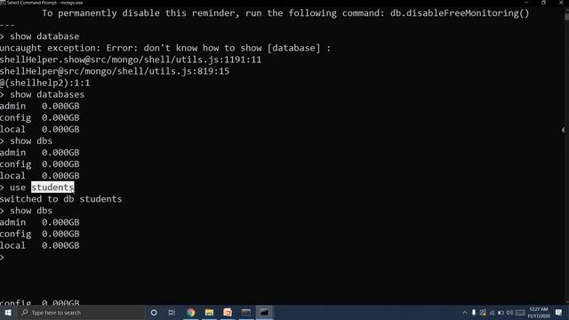 #3 MongoDB Create Database смотреть онлайн