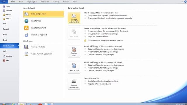 How to Send Word 2010 document to Email смотреть онлайн