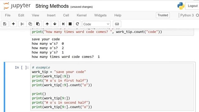 String Methods count in Python смотреть онлайн