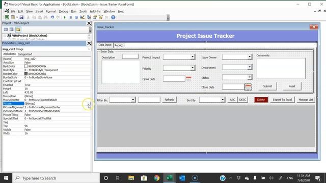 Data Entry form with Report for Project Issue Tracker in Excel смотреть онлайн