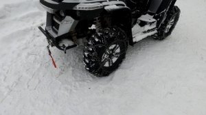 Linhai Yamaha M550L на цепях по снегу