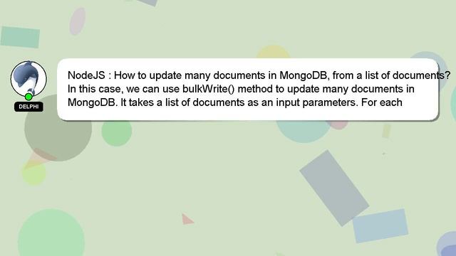NodeJS : How to update many documents in MongoDB, from a list of documents? смотреть онлайн