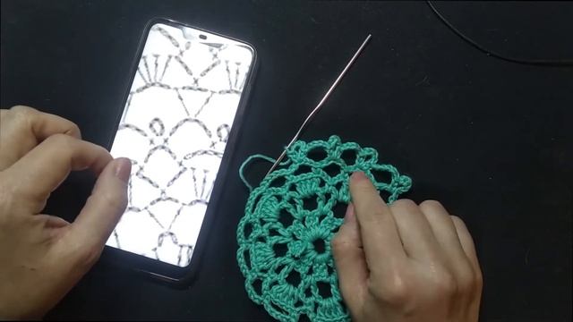 Салфетка круглая японская крючком. 5 ряд смотреть онлайн