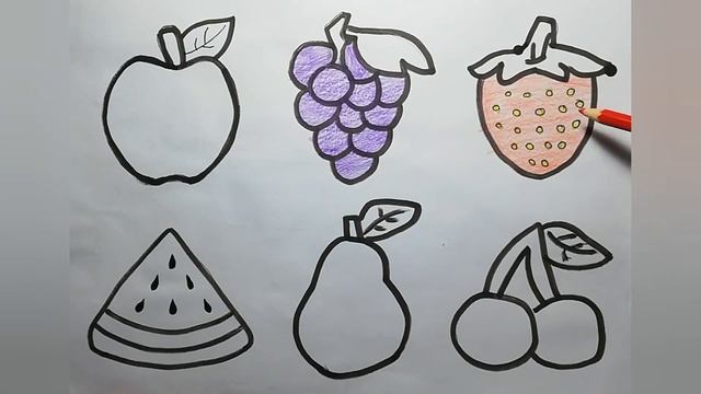 Drawing, painting and coloring fruit for children and teenagers | Let's draw fruit together смотреть онлайн