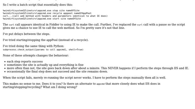 DevOps & SysAdmins: Why does scripting with appcmd behave differently than using IIS GUI? смотреть онлайн