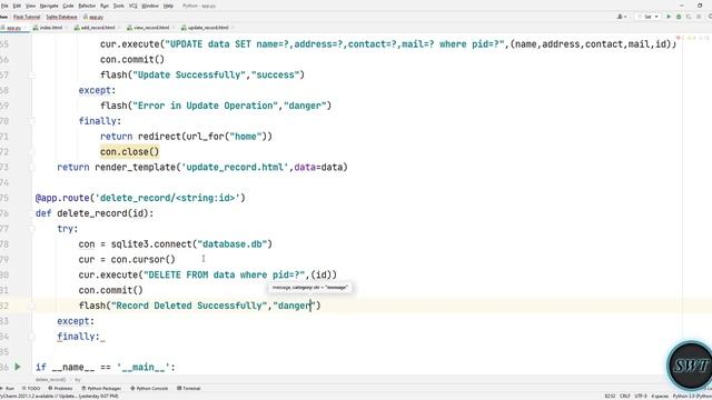 Delete Query with SQLite Database Using Flask | Tamil смотреть онлайн