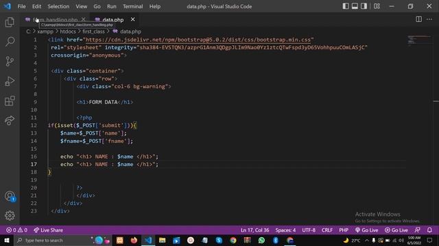 FORM HANDLING IN PHP || WITH BOOTSTRAP CLASSES || PHP TUTORIAL POST METHOD || (URDU/HINDI) смотреть онлайн