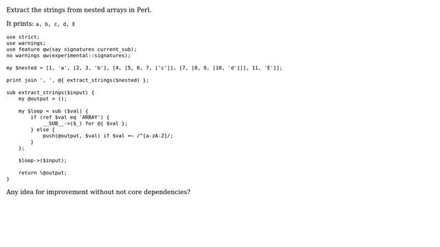 Code Review: Extract strings from nested array in Perl смотреть онлайн