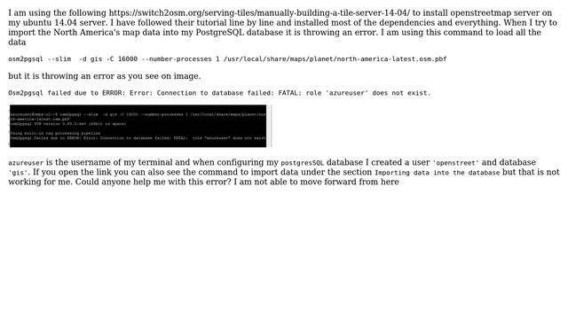 GIS: Osm2pgsql failed due to error when I try to import data into PostgreSQL смотреть онлайн