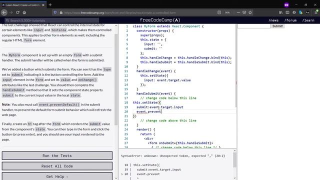 React: Create a Controlled Form- freeCodeCamp.org(day=11) смотреть онлайн