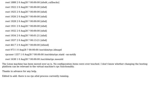 NFS mount failed after migrating Linux NFS server: "RPC: Rpcbind failure - RPC: Unable to receive" смотреть онлайн