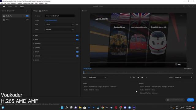 Adobe Premiere Pro 2022 22.5, VBR H.265/HEVC + Voukoder, Test Rendering AMD VCN Ryzen 5 5600G смотреть онлайн