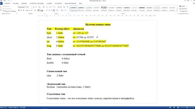 Java для начинающих №4. Переменные и типы данных смотреть онлайн
