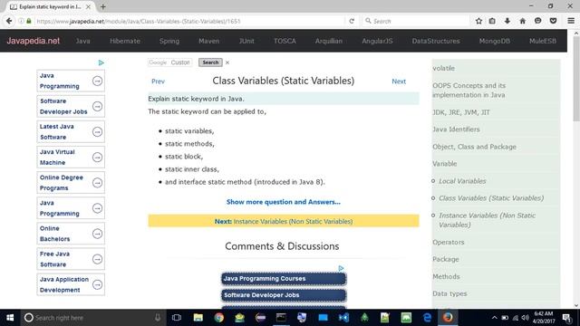 Explain static keyword in Java.
| javapedia.net смотреть онлайн