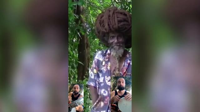 Олд раста чётко поёт регги с барабаном джембе и перкуссией. смотреть онлайн