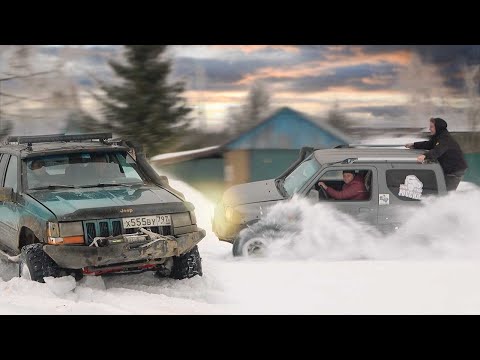 Как он это делает? | Suzuki Jimny доминирует над УАЗами на зимнем Off road бездорожье смотреть онлайн