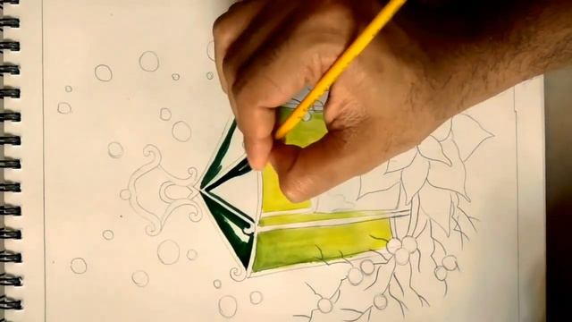 How to draw &Paint a beautiful Christmas special candle &cherry blossom/Merry Christmas /Christmas смотреть онлайн