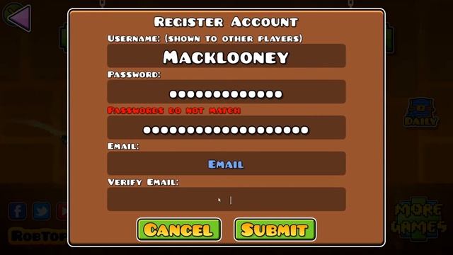 КАК ЗАРЕГИСТРИРОВАТЬСЯ В GEOMETRY DASH?!
