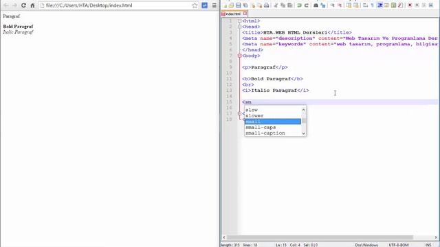 HTML 6.Ders - Bold, Italic, Small, Satır Atlama - b, i, small, br смотреть онлайн