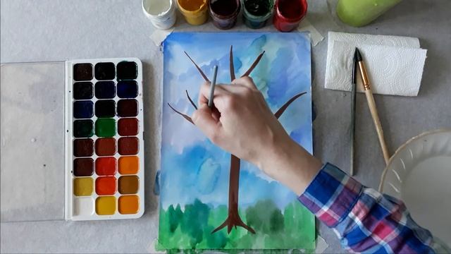 Рисование для детей. Весеннее дерево смотреть онлайн