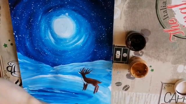 "Север, олень" гуашь.How to paint a winter and deer with gouache.#Рисование_для_всех, #DrawingForYo смотреть онлайн