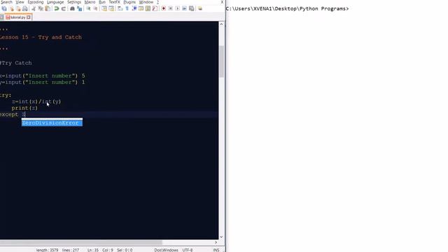 Python Tutorial #15 - Try Catch Exceptions смотреть онлайн