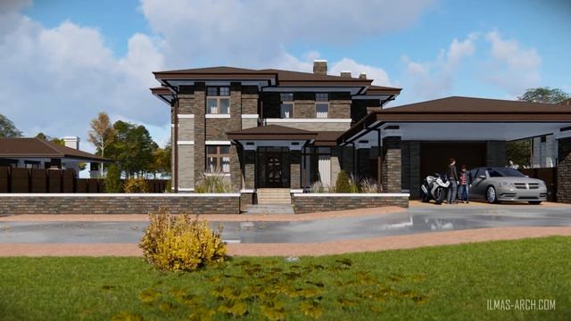 Дом в cтиле Райта (прерий) с гаражом в г.Казань смотреть онлайн