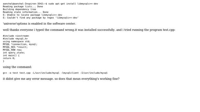 Ubuntu: having problem installing libmysqlc++-dev (2 Solutions!!) смотреть онлайн