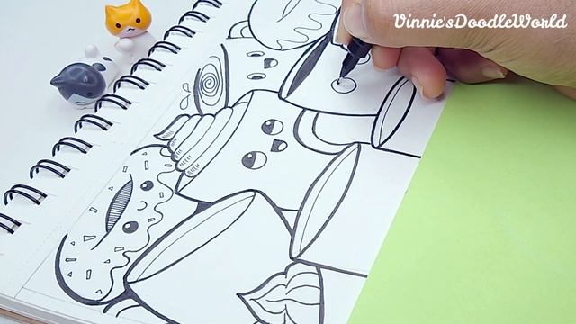 Doodle Art | Day 64 ~ Cafe Doodles | Coffee Doodles | Donut Doodles | Cute Faces & Expressions смотреть онлайн