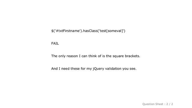jQuery : Escape square brackets when assigning a class name to an element смотреть онлайн