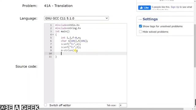 Translation codeforces solution in c @ BE A GEEK | Hindi | | Algorithm | | 41A | смотреть онлайн