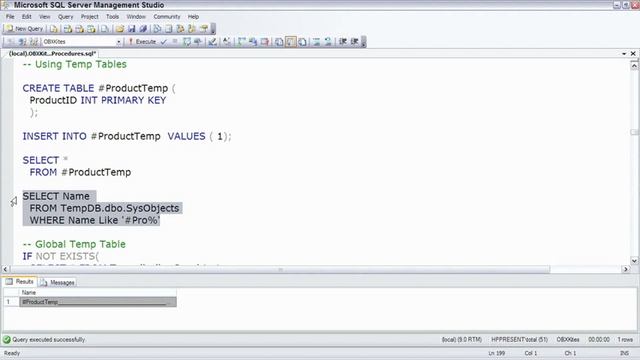 Total Training for Microsoft SQL Server Development P3. Ch1. L5. Using Temp Tables смотреть онлайн