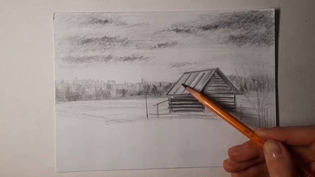 Пейзаж простым карандашом. Как нарисовать деревенский пейзаж карандашом смотреть онлайн