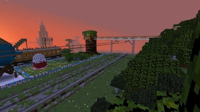 Create mod train | Поезд П36 в маинкарфт | Steam locomotive in minecraft смотреть онлайн