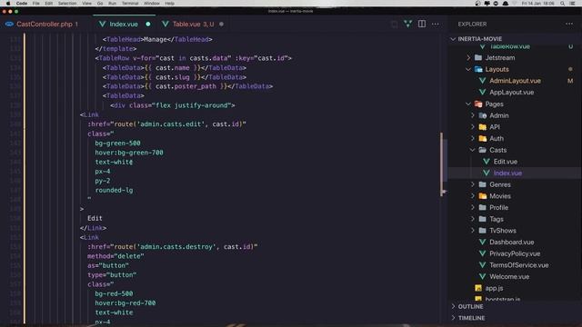 #17 Laravel Inertia Vue Movie App | Table Refactoring | Laravel 8 Tutorial смотреть онлайн