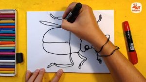 Как нарисовать ЖУКА, Урок рисования для детей от 3 лет | Раскраска для детей