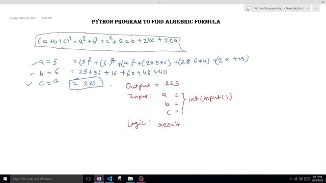 Python Program to Find algebra formulas (a+b+c)2 = a2+b2+c2+2ab+2bc+2ca смотреть онлайн