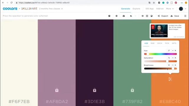 Как за минуту создать отличную цветовую палитру. Coolors.co смотреть онлайн